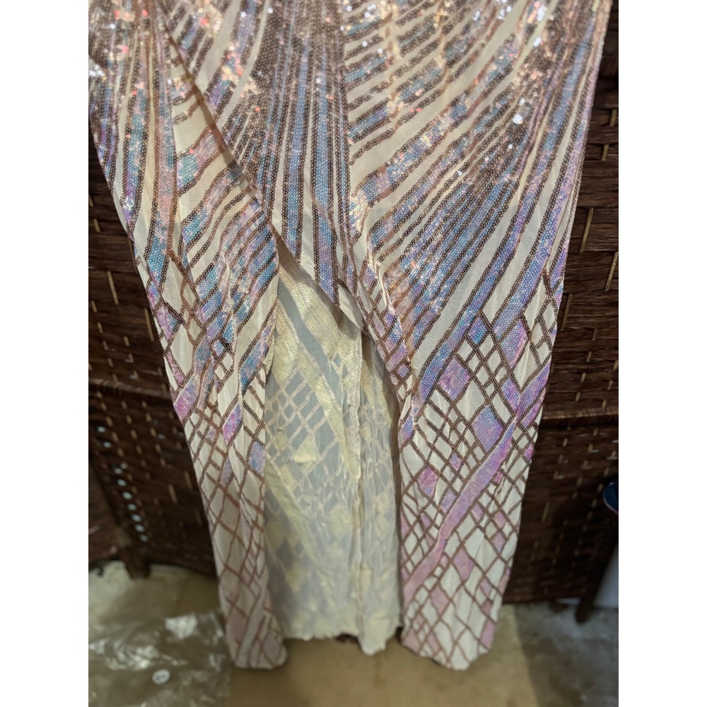 MISS ORD 2XL Sequined Glamorous Long Sleeve Maxi Dress with Slit - Picture 6 of 12